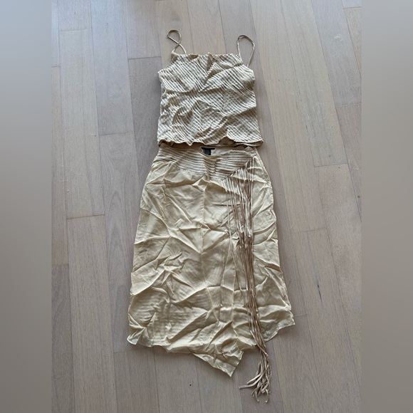 Antropologie gold silk Skirt matching Set vintage - Picture 1 of 1